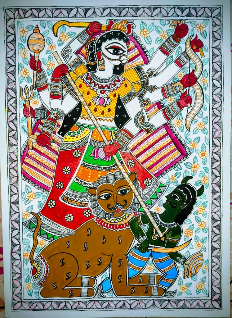Maa Durga - Madhubani Painting